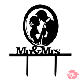 BLACK CAKE TOPPER - MR & MRS N2