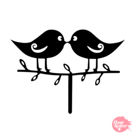 BLACK CAKE TOPPER - BIRD COUPLE