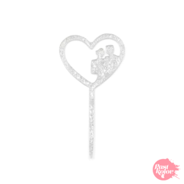 SILVER CUPCAKE TOPPER - HEART