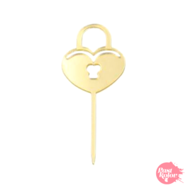 GOLD CUPCAKE TOPPERS - LOVE PADLOCK