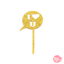 GOLD CUPCAKE TOPPERS - I LOVE YOU