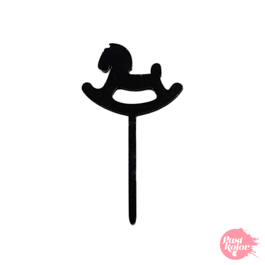 BLACK CUPCAKE TOPPERS - ROCKING HORSE