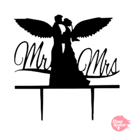 BLACK CAKE TOPPER  - ANGEL COUPLE