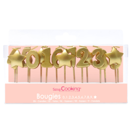 SCRAPCOOKING BIRTHDAY CANDLE SET - GOLD