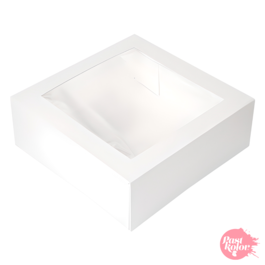 WHITE CAKE BOX WITH WINDOW - 30 X 9,5 CM