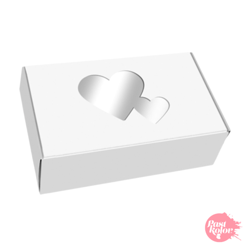 REVERSIBLE BISCUIT BOX WITH HEARTS - WHITE AND KRAFT