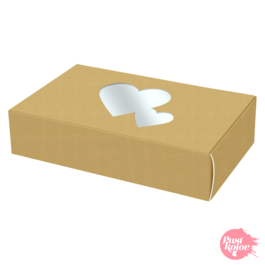 REVERSIBLE BISCUIT BOX WITH HEARTS - WHITE AND KRAFT