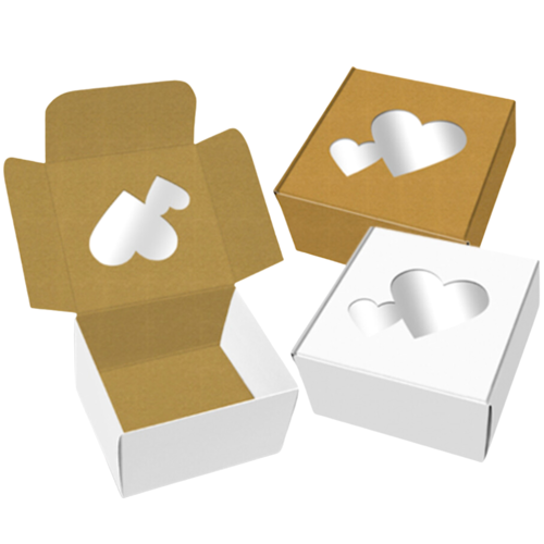 KRAFT BOX FOR A  BISCUIT - WITH HEARTS