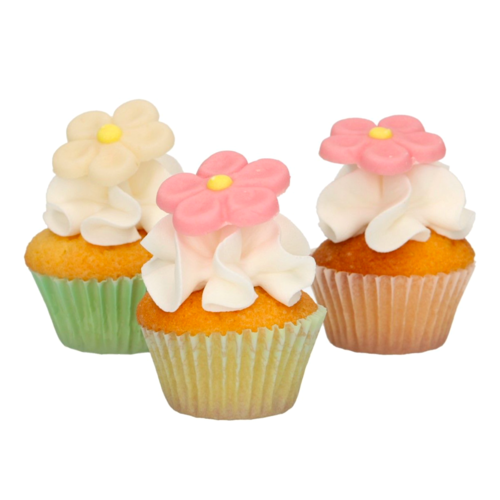 FUNCAKES MARZIPAN DECORATIONS - WHITE AND PINK DAISIES