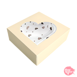 BISCUIT BOX WITH HEARTS - CHAMPAGNE COLOUR