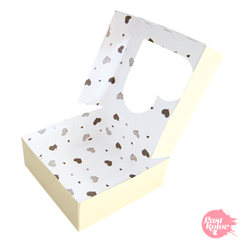 BISCUIT BOX WITH HEARTS - CHAMPAGNE COLOUR