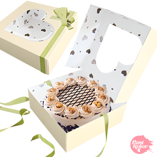 BISCUIT BOX WITH HEARTS - CHAMPAGNE COLOUR