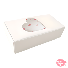 REVERSIBLE RECTANGULAR BISCUIT BOX - WHITE AND HEARTS