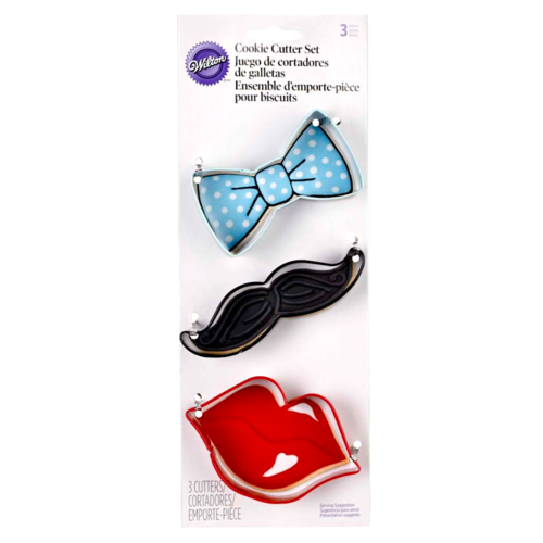 WILTON CUTTER SET - MOUSTACHE / LIPS / BOWTIE