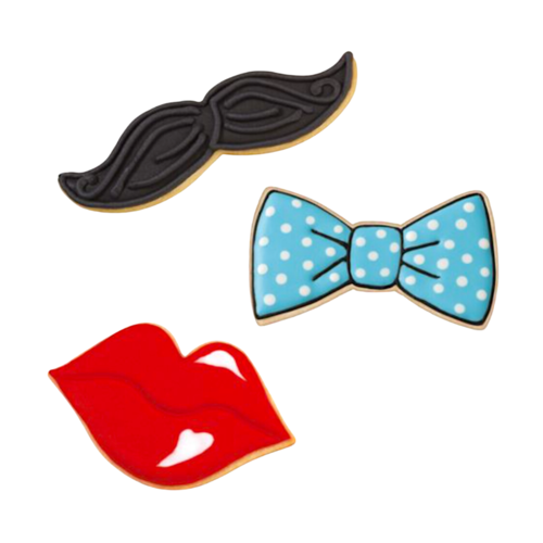 WILTON CUTTER SET - MOUSTACHE / LIPS / BOWTIE