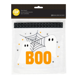 WILTON CANDY BAGS WITH ZIP CLOSURE - "BOO!" (20 U)