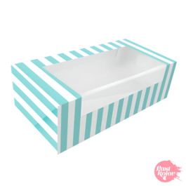 WHITE AND BLUE DONUT BOX - 20.5 X 10 CM