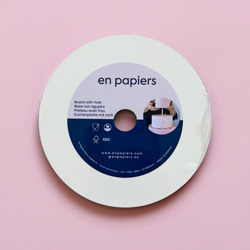 EN PAPIERS WHITE ROUND BASE WITH CENTRAL HOLE - 10 CM