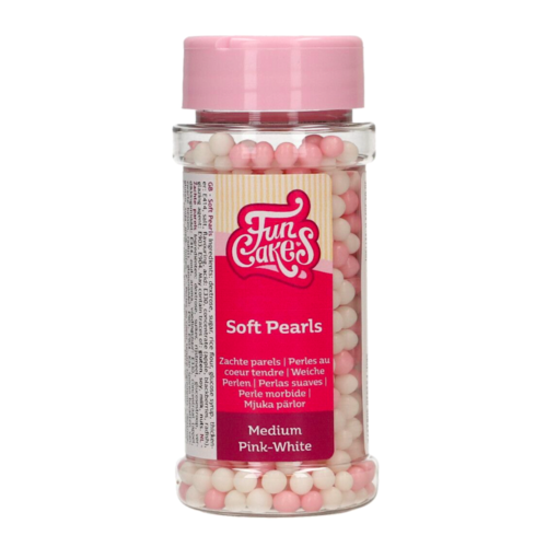 FUNCAKE SOFT SUGAR PEARLS - PINK & WHITE 60 G