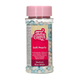 FUNCAKE SOFT SUGAR PEARLS - BLUE & WHITE 60 G