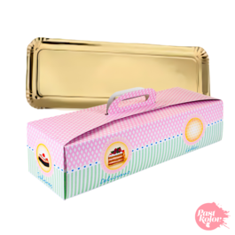 SET GOLDEN TRAY + CAKE BOX - 35,5 X 13 CM