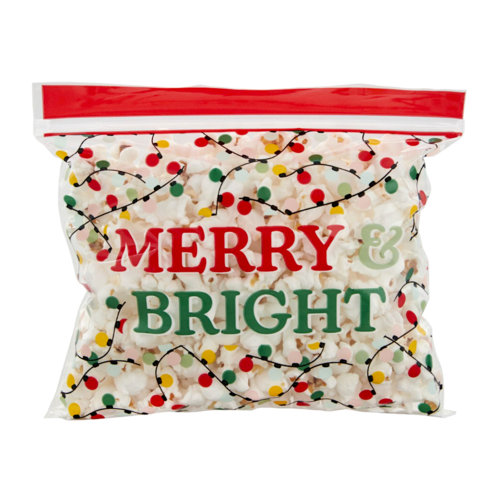 WILTON CANDY BAGS WITH ZIP CLOSURE - "MERRY & BRIGHT" (20 U)