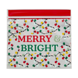 WILTON CANDY BAGS WITH ZIP CLOSURE - "MERRY & BRIGHT" (20 U)