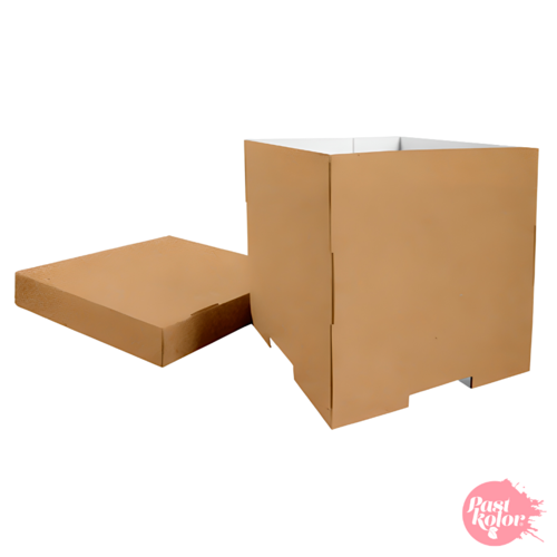 REVERSIBLE CAKE BOX (WHITE AND KRAFT) - 28 X 30 CM