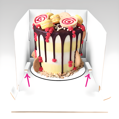 REVERSIBLE CAKE BOX (WHITE AND KRAFT) - 28 X 30 CM