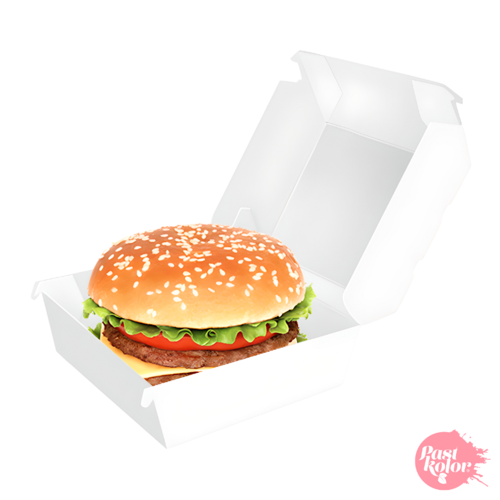 WHITE HAMBURGER BOX - 10 X 8 CM