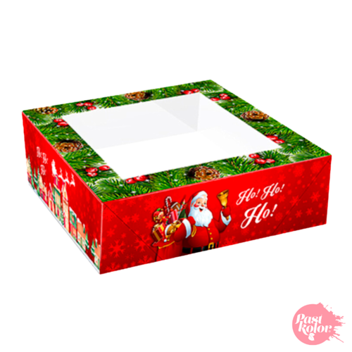 RED "SANTA CLAUS" CHRISTMAS CAKE BOX - 20 X 7,5 CM