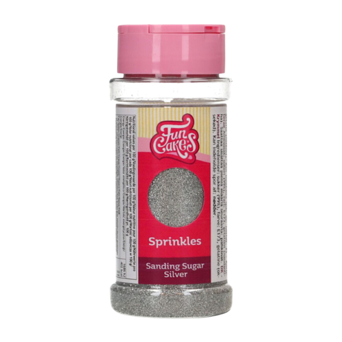 FUNCAKES "SANDING SUGAR" FINE GRAIN SUGAR - SILVER 80 G