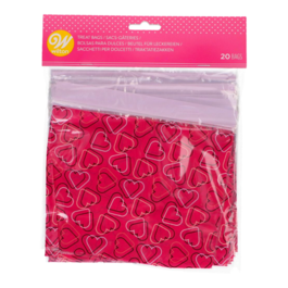WILTON CANDY BAGS WITH ZIP CLOSURE - HEARTS (20 PCS)