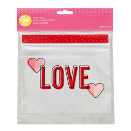 WILTON CANDY BAGS WITH ZIP CLOSURE - LOVE (20 PCS)