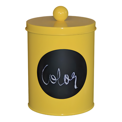 METAL STORAGE POT - YELLOW ( 14 CM)