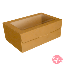 BROWN BISCUIT BOX WITH WINDOW - 22 X 12,5 CM