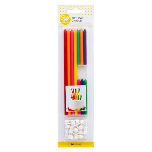 WILTON BIRTHDAY CANDLES - COLOURS (LONG AND SHORT)