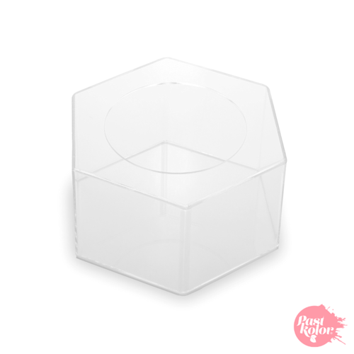 TRANSPARENT HEXAGON CAKE HOLDERS - 20 AND 30 CM / H 10 CM