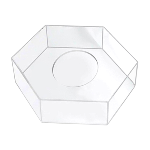 TRANSPARENT HEXAGON CAKE HOLDERS - 20 AND 30 CM / H 10 CM