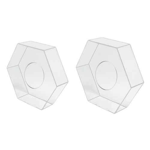 TRANSPARENT HEXAGON CAKE HOLDERS - 20 AND 30 CM / H 10 CM