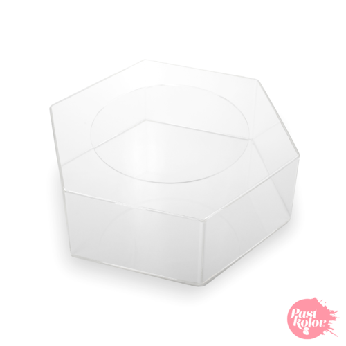 TRANSPARENT HEXAGON CAKE HOLDERS - 20 AND 30 CM / H 10 CM