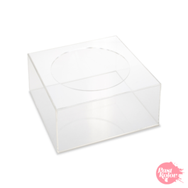 TRANSPARENT SQUARE CAKE HOLDERS - 20 AND 30 CM / H 10 CM