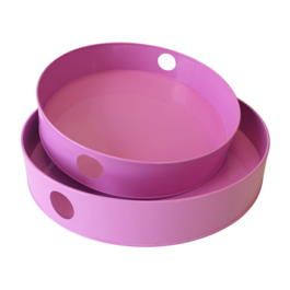 SET OF ROUND METAL TRAYS - PINK