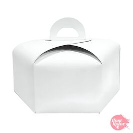 WHITE HEXAGONAL CAKE BOX WITH HANDLE 25 CM Ø