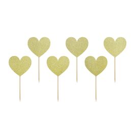 PARTYDECO CUPCAKE TOPPERS - GOLDEN HEARTS