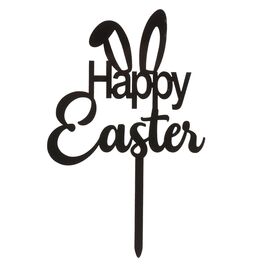 DEKORA BLACK CAKE TOPPER - ‘HAPPY EASTER’