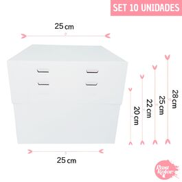 SET 10 ADJUSTABLE HEIGHTS CAKE BOXES - 25 CM