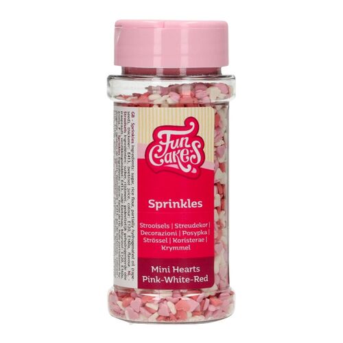 FUNCAKES SPRINKLES - PINK / WHITE / RED MINI HEARTS (60 G)