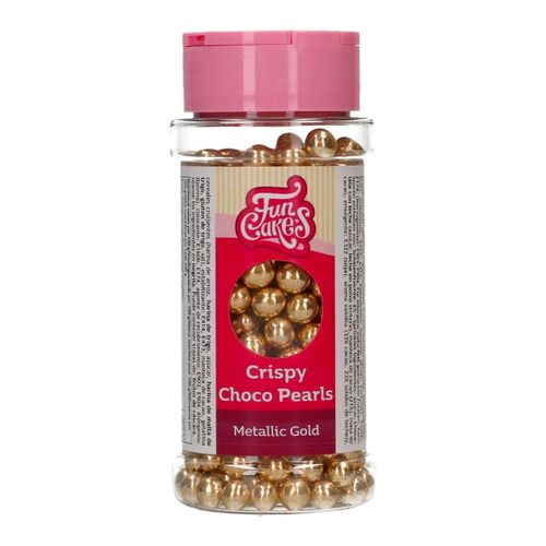 FUNCAKES CRUNCHY CHOCOLATE PEARLS - METALLIZED GOLD (60 G)