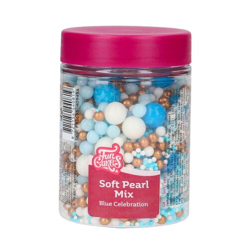 FUNCAKES SOFT SUGAR PEARLS - MIX "BLUE CELEBRATION" (80 G)